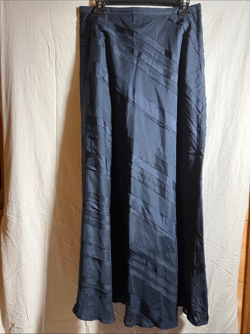 Soft Surroundings Midnight Navy Diagonal-Panel Maxi Skirt